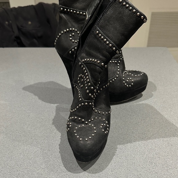 Miu Miu Black Studded Heeled Boots - Picture 7 of 7